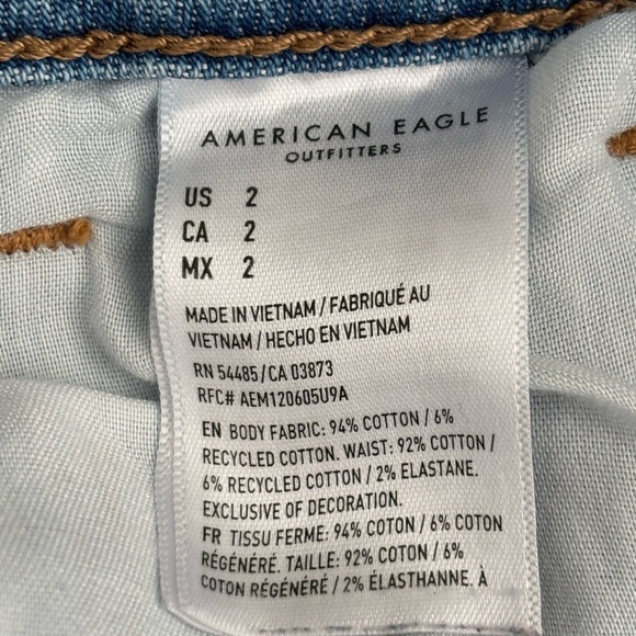 2 American Eagle Outfitters Blue Jean Shorts Distressed Frayed Hem - Size 2 - Picture 7 of 14